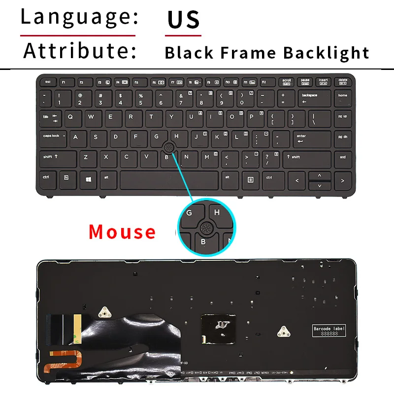 New US Russian Laptop Keyboard Backlight For HP EliteBook 740 G1 740 G2 745 G1 745 G2 750 G1 750 G2 840 G1 840 G2 850 G1 850 G2