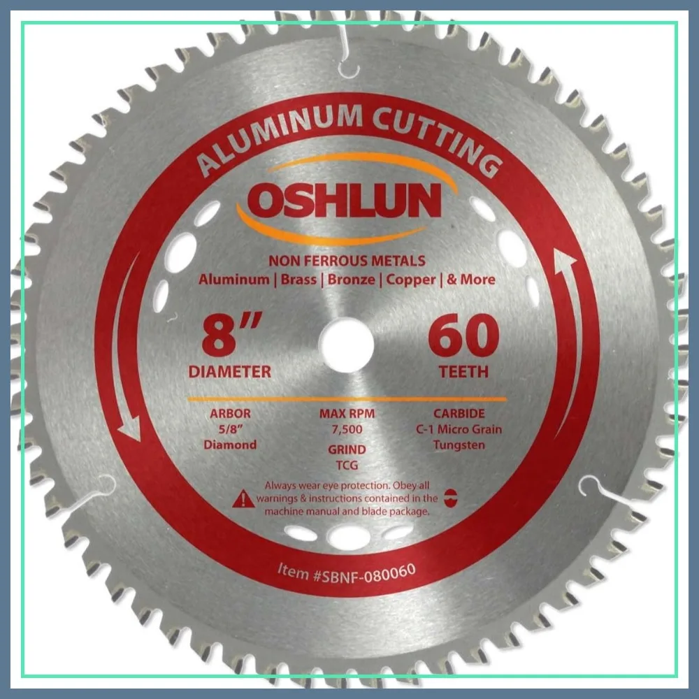 

8-Inch 60 Tooth TCG Saw Blade for Aluminum and Non Ferrous Metals, 5/8-Inch Arbor