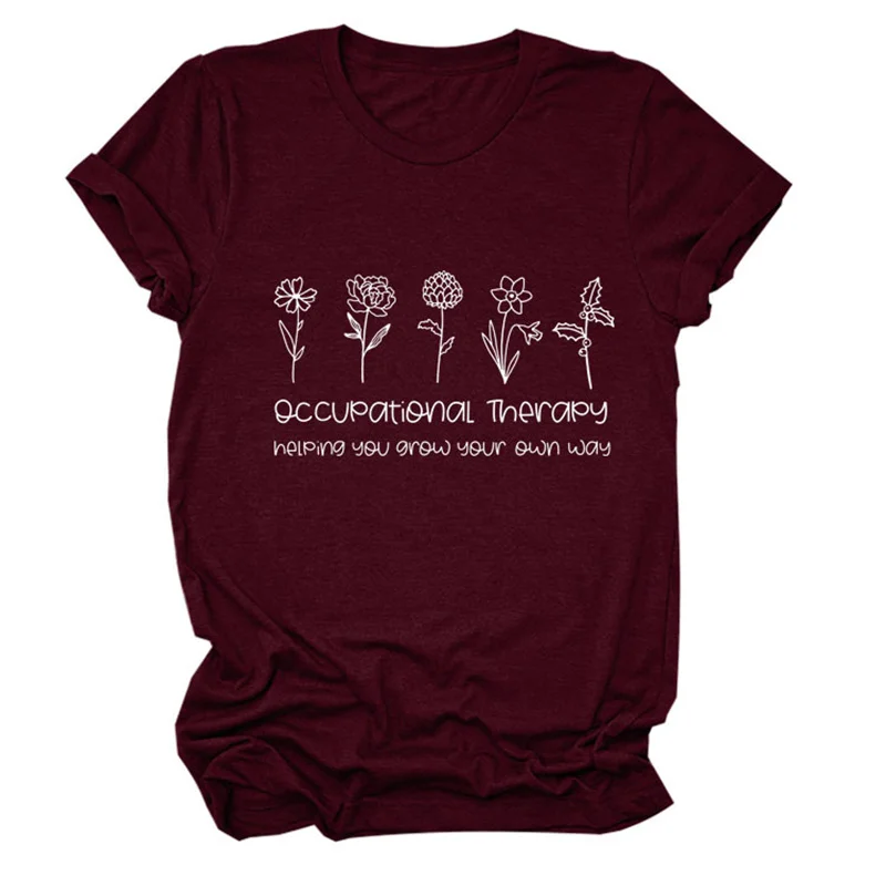 new summer fashion cotton women's Occupational therapy helping you print vintage round neck casual short-sleeved T-shirt