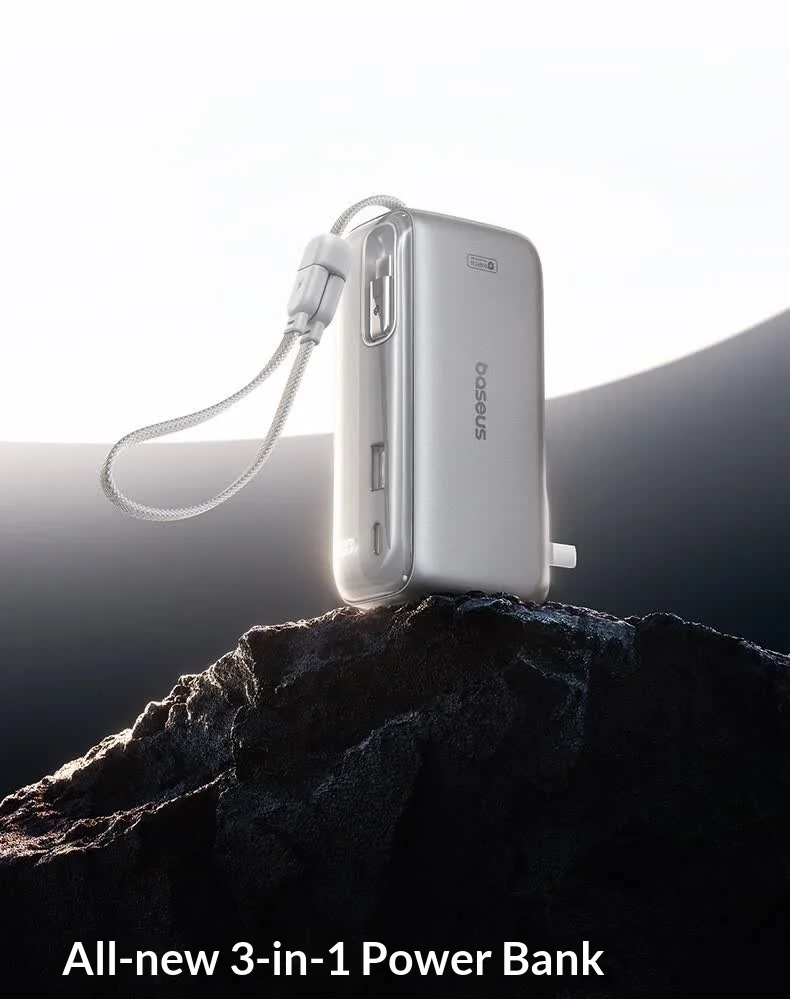 Baseus 67W Pro 3 In 1 Portable Power Bank Retractable Cable Charger 3C Certified Airline Approved For Smartphone 10000mah