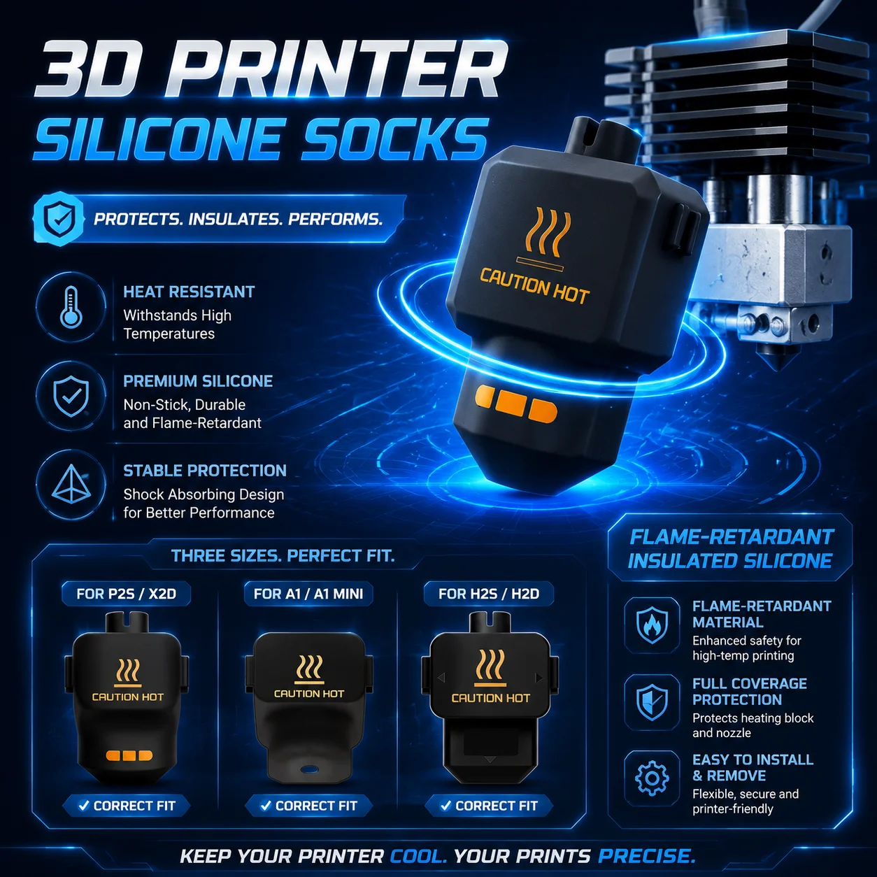 Hotend Heat Insulation Case Cover 3D Printer Part Silicone Socks 5/10/20 Pack for Bambu Lab A1 A1 Mini P2S X2D Heating Block Kit