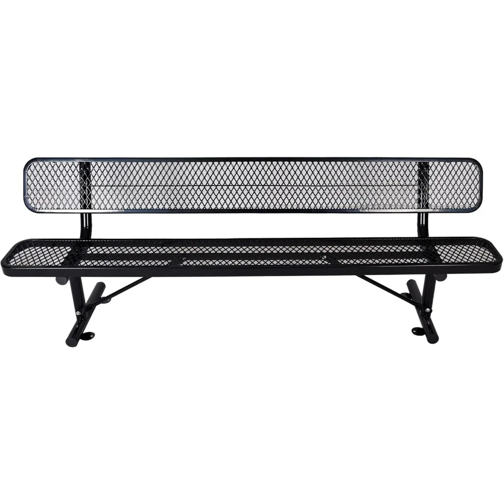 

Heavy Duty Metal Park Bench for Outside, Outdoor Garden Benches with Backrest & Portable Frame, Expanded Metal Mesh Bench for Sh