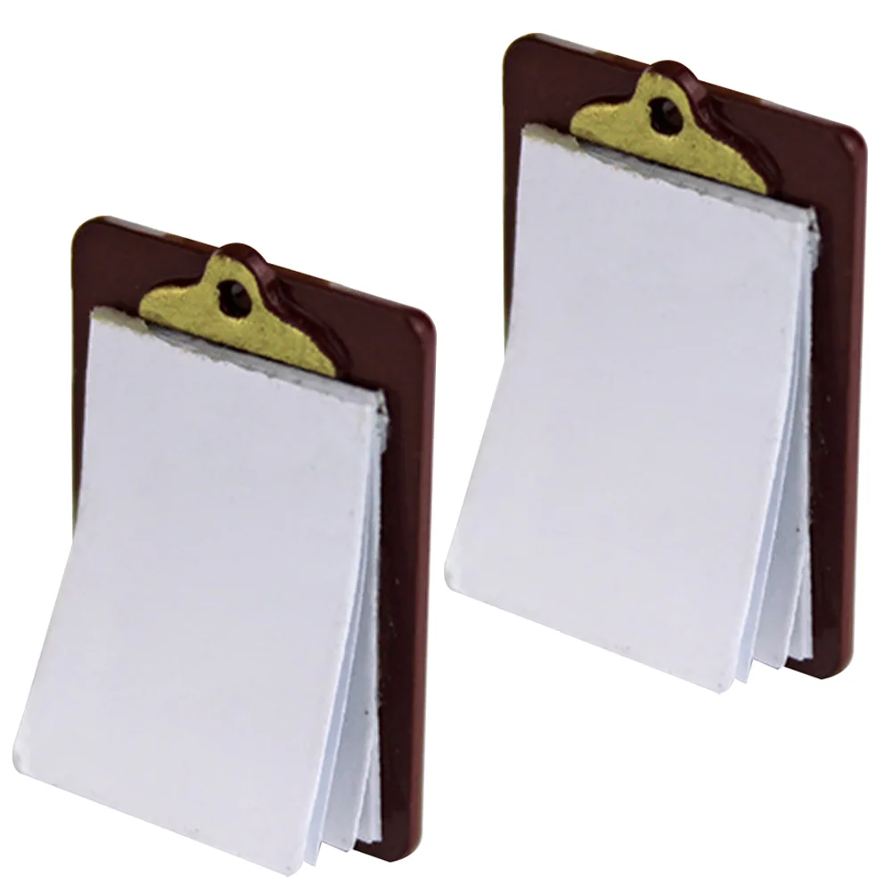 

2 Pcs Mini Tablet Writing Board Model Toys School Supplies House Study Alloy Dolls Clipboard Miniature