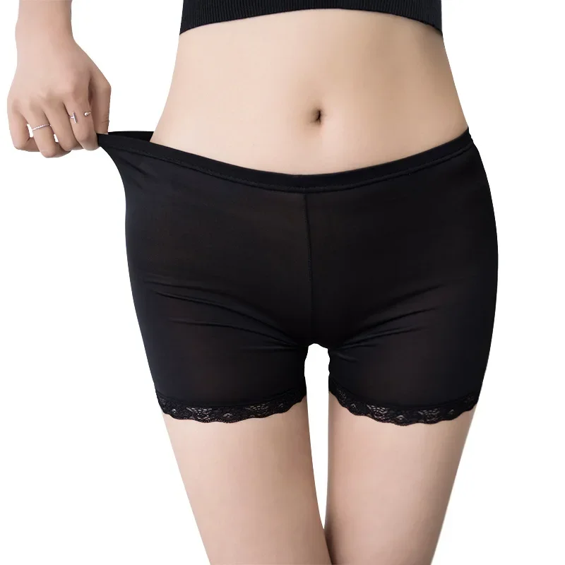 New spring and summer girls ice three-point safety pants anti light pants lace lace black bottomed shorts