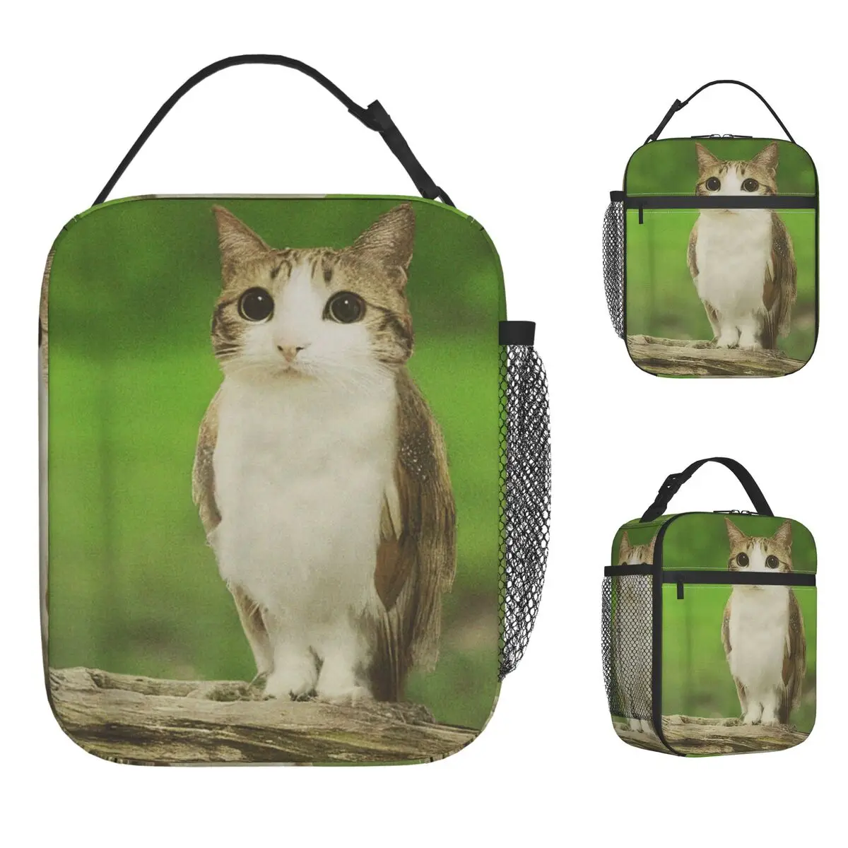 Chat hibou drôle malédiction Internet tendance Meme sac à déjeuner Kawaii boîte à déjeuner pour unisexe école pratique sac isotherme sacs à déjeuner thermiques
