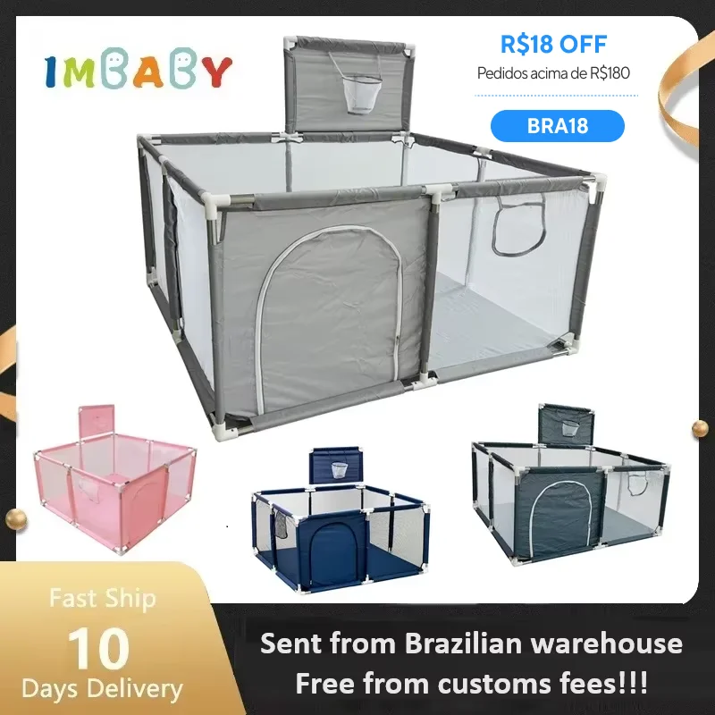 Imbaby 128*128cm cercadinho do bebê casa playground quadrado espuma parque das crianças cerca de segurança barreira de segurança para o bebê