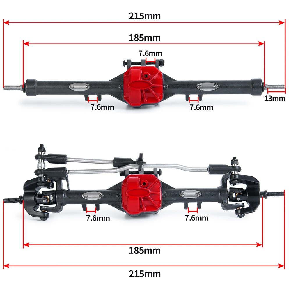 TRINOOD Metal Front / Middle / Rear Portal Axle Complete Straight Axle for Axial SCX10 II 90046 1/10 RC Crawler Car Upraded Part