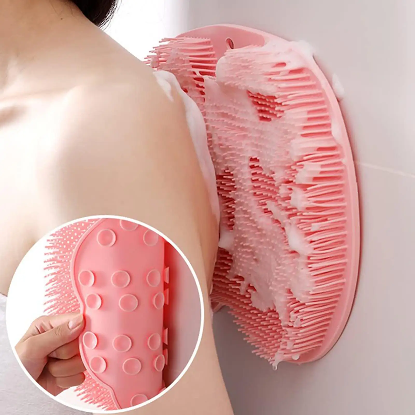 Dusch-Fußwäscher-Matte, Silikon-Fußreiniger mit Saugnäpfen, rutschfeste Rückenbürste, Massage-Duschmatte, rutschfestes Bad-Peeling-Pad