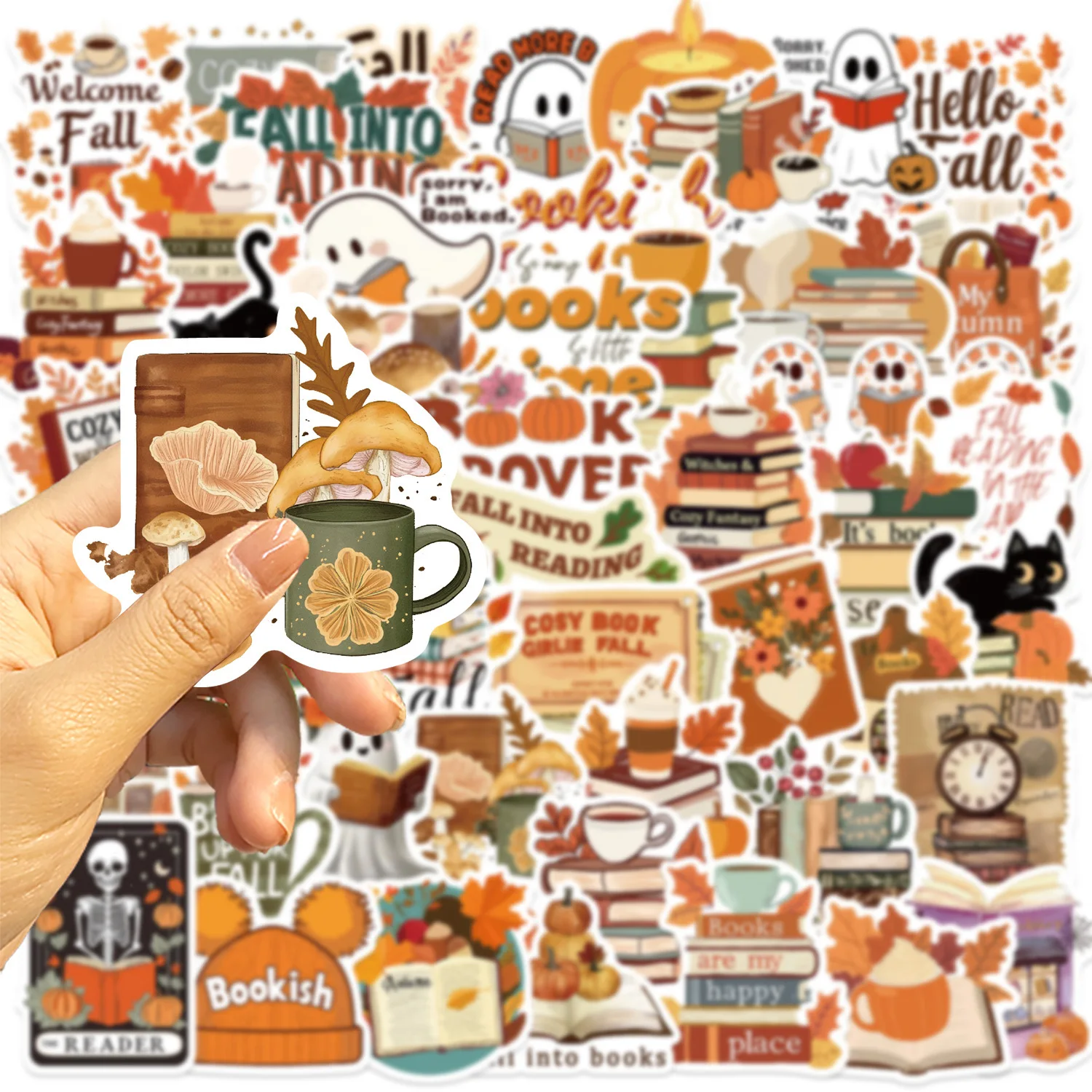 10/50pcs Cute Fall Bookish Reading Books Stickers Kindle Aesthetic Girls Decals Scrapbooking Ipad Phone Laptop Diary Sticker