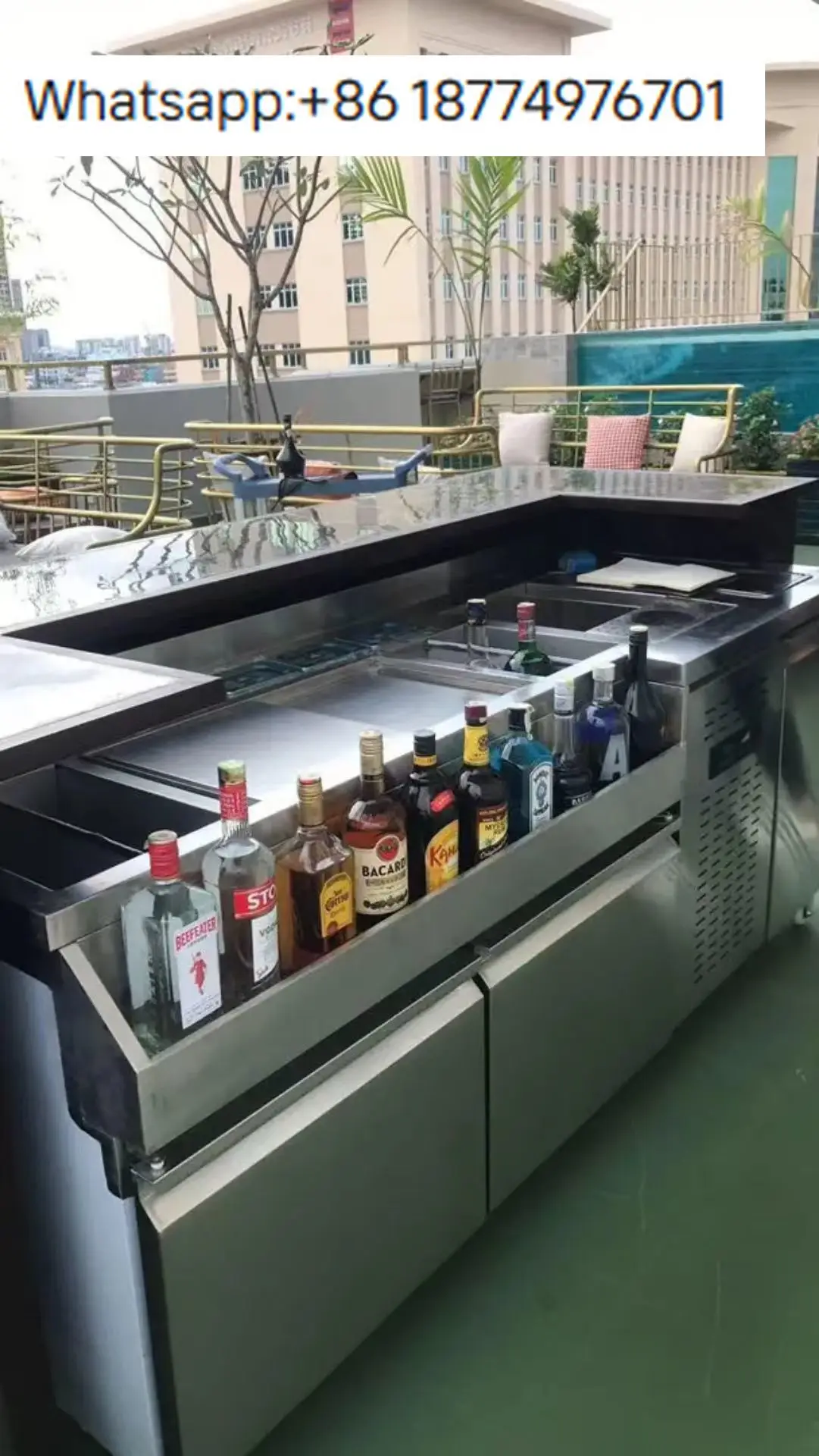 

Professional Hot Bar Equipment Milk Tea Working Bench Folding with Removable Cocktail Bar Station Equipment for Sale