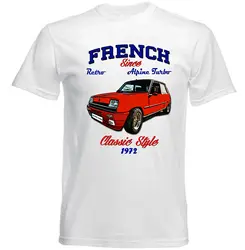 VINTAGE FRENCH CAR MODEL 5 ALPINE TURBO - NEW COTTON T-SHIRT long sleeves