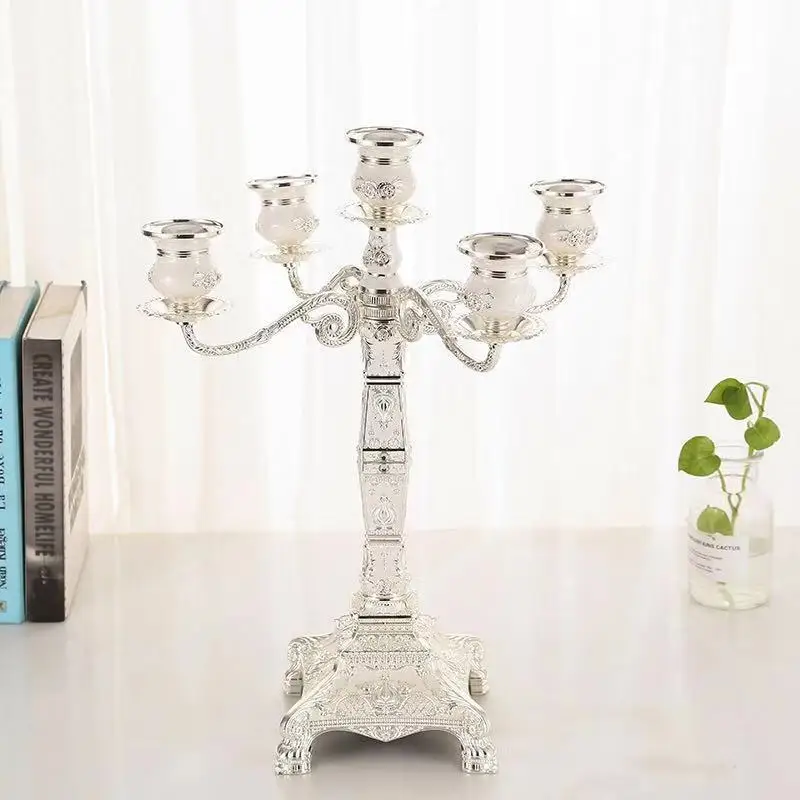 Five-head retro alloy luxury candle holder ornament hotel home wedding props candle holder