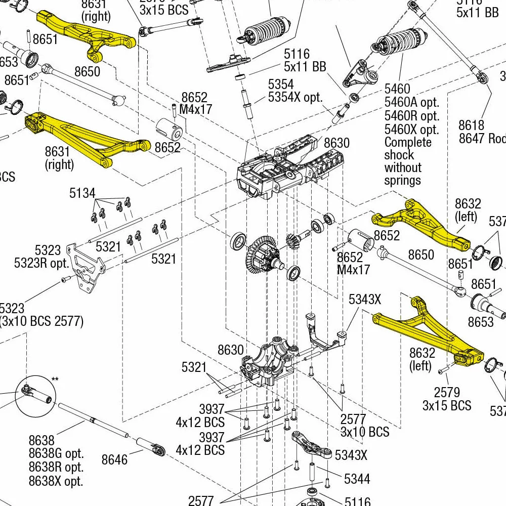 8631 8632 brazo de suspensión de aleación de aluminio juego superior e inferior izquierdo y derecho para TRAXXAS 1/10 e-revo 2,0 VXL 86086-4 pieza de coche RC