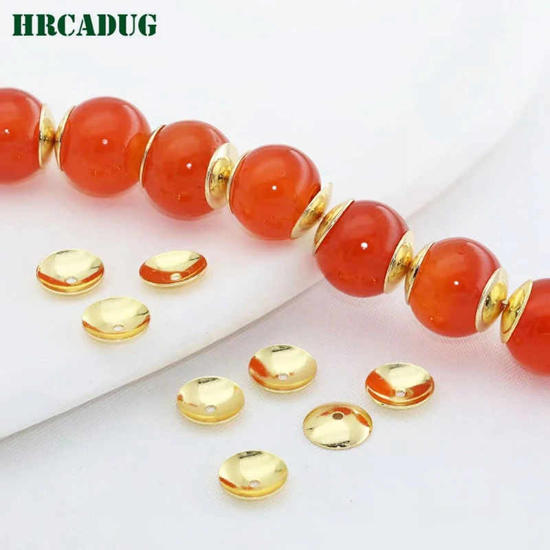 DIY Accessories Beaded Spacer Cap 18K Gold Plated Smooth Round Bead Caps For Necklace Bracelet Jewelry Making Supplies Wholesale