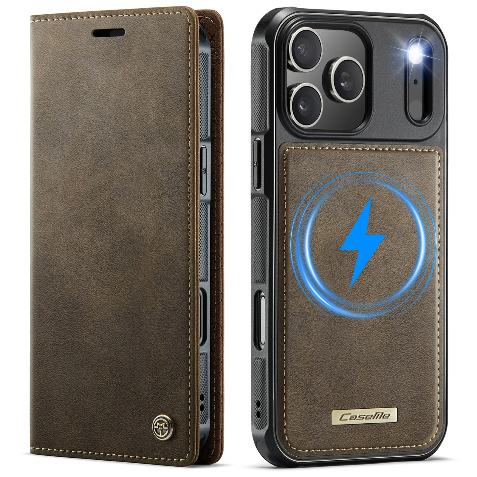 2 في 1 حافظة جلدية سولت بطاقات مغناطيسية لهاتف آيفون 17 برو ماكس 16 بلس 15 14 13 12 مسند مقاوم للصدمات لغطاء Magsafe #4