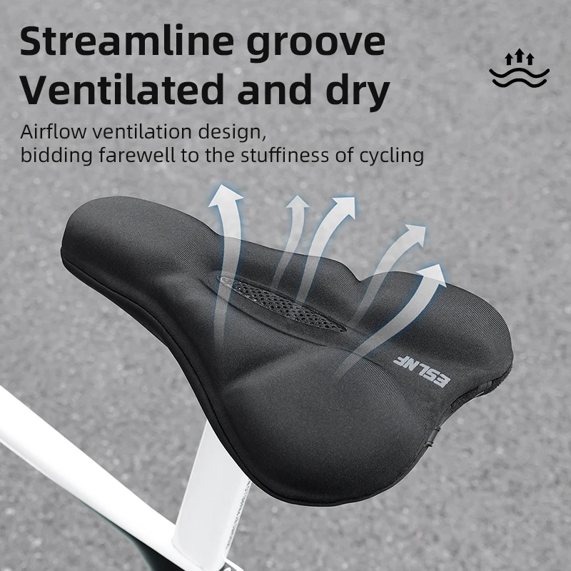 غطاء سرج الدراجة المريح القابل للتنفس من ESLNF - وسادة مقعد من إسفنج السيليكون مع غطاء للمطر، ملحقات ركوب الدراجات على الطرق MTB