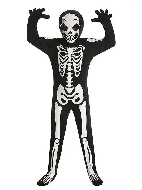 Kinder Halloween Cosplay Performance Kostüm Leuchtendes Skelett Skelett Kind Todesgott Geist Kleidung Terror Thema Par C...