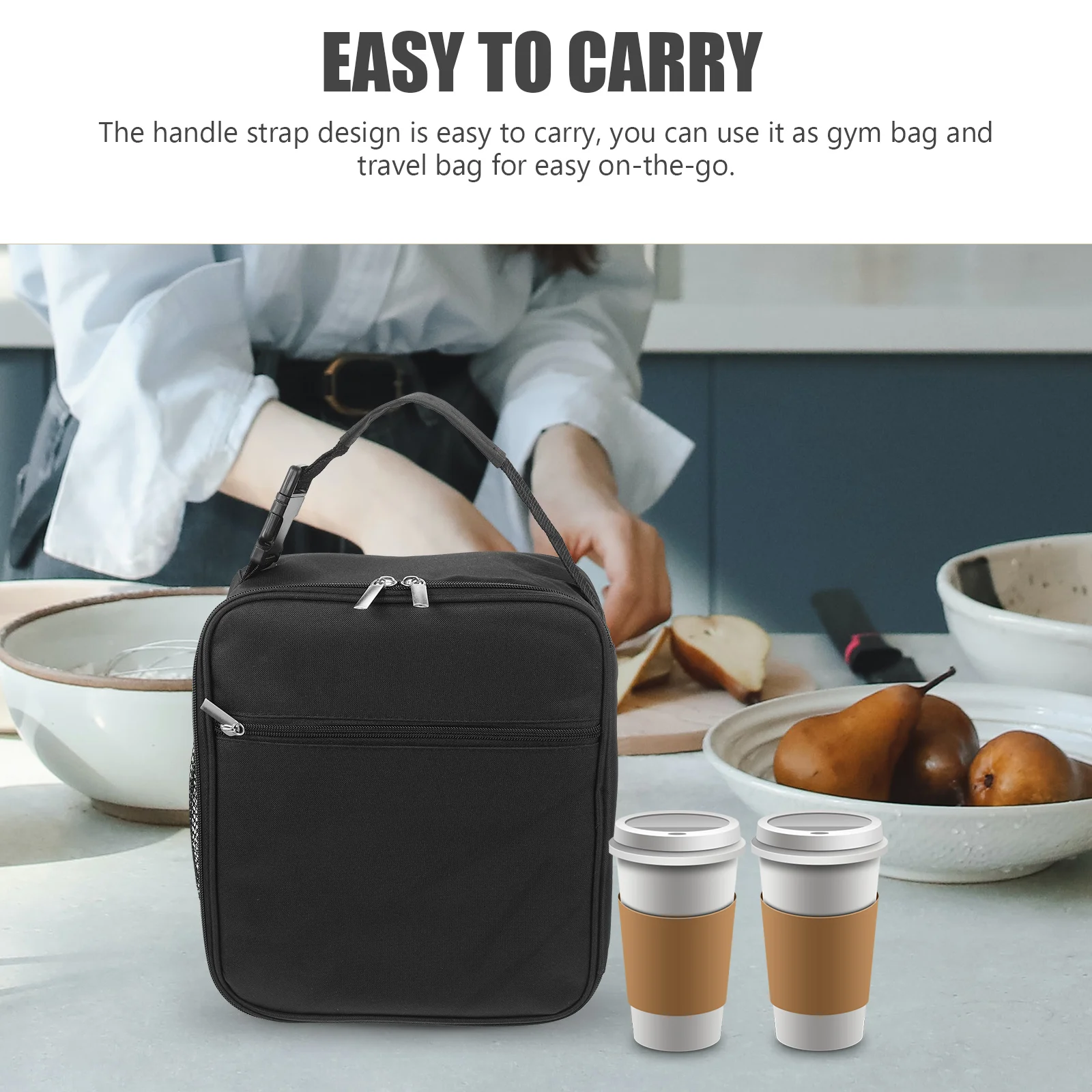 

Insulated Picnic Lunch Bag Insulation Bags Mens Sandwich Black Cloth Pouch Work