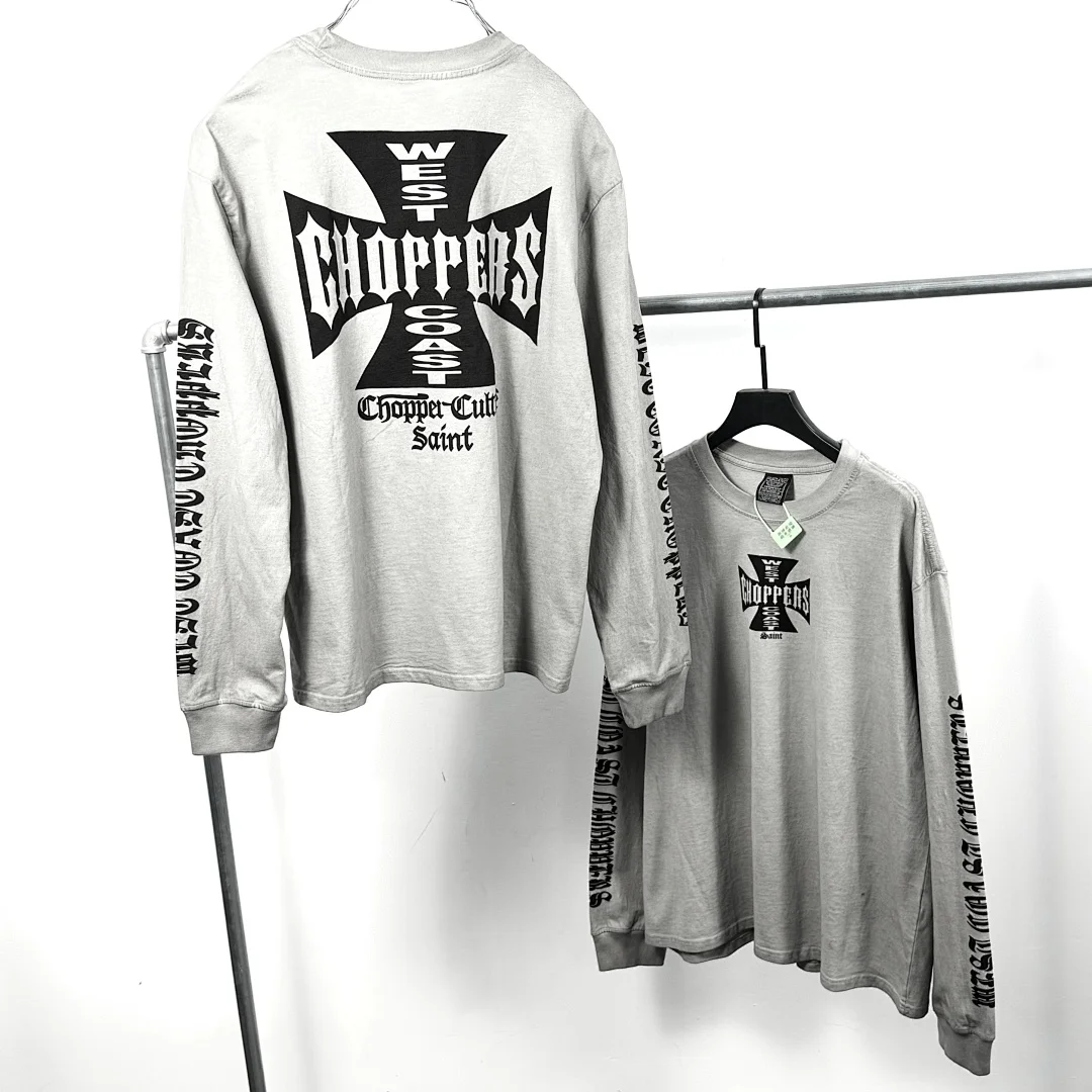 2026 Saint x West Coast Cross Logo Printed Heavyweight Washed Vintage Long-Sleeve T-Shirt Women Men Oversized Cotton T shirt