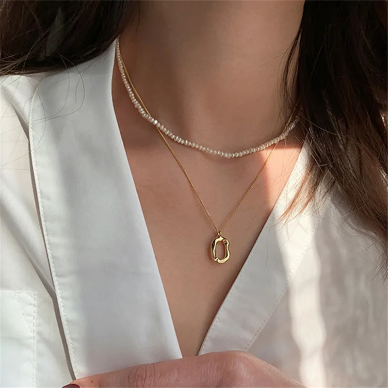 Fashion Smooth Geometric Oval Charm Pendent Necklace Elegant Party Jewelry For Women Choker Gift e805