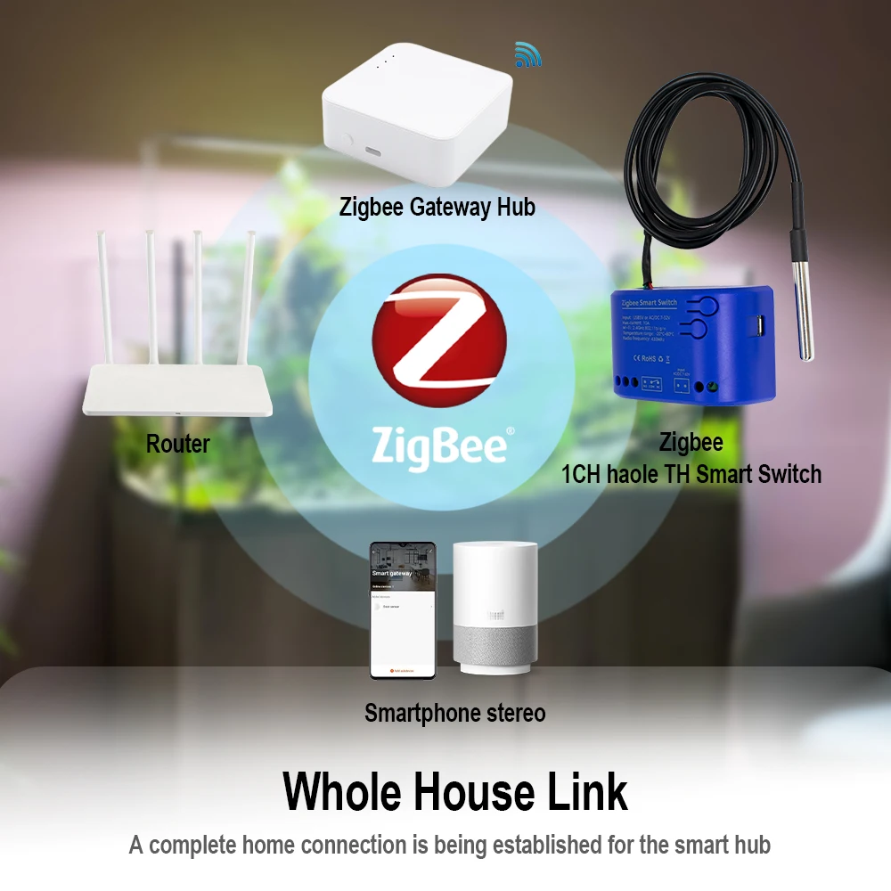 Zigbee Smart Temperature Switch 16A 2000W With Temperature Sensor Module Thermostat Data Monitoring Work with Alexa Tuya