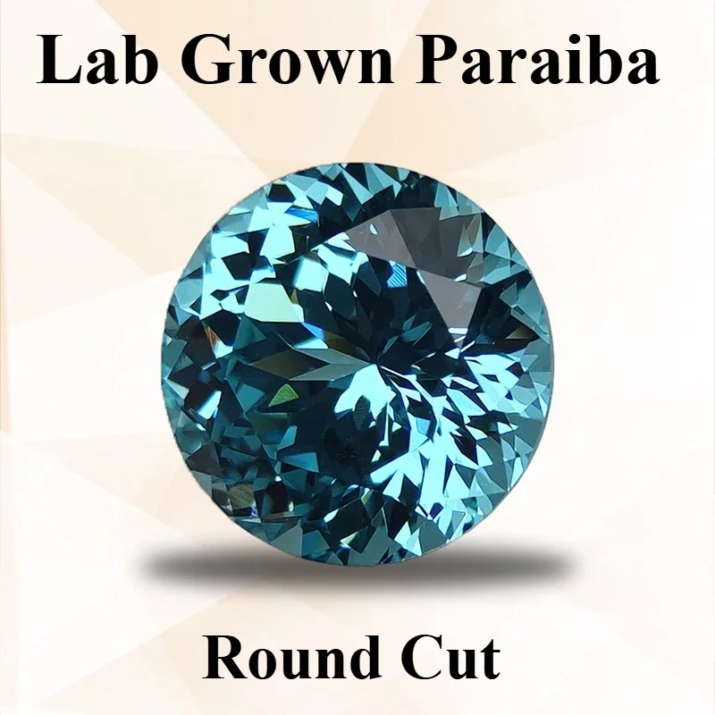 Top Grade Round Shape Lab Grown Paraiba Sapphire  Certified Loose Stone For Fashion Necklace Bracelet Inlay Design