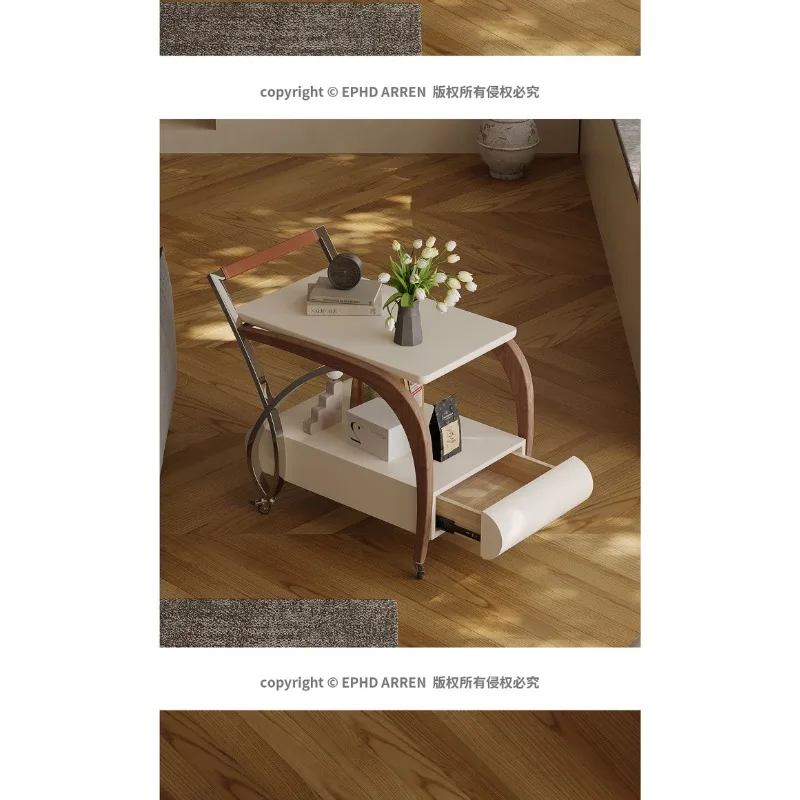 

French cream wind cart sofa edge few movable living room household small apartment Nordic small dining car