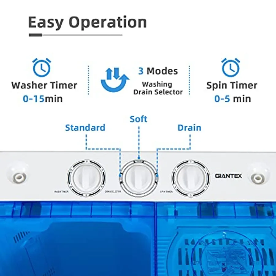 غسالة محمولة 2 في 1 غسالة غسيل ومجموعة دوارة للشقق النوم ومساحات المعيشة الصغيرة سعة 22 رطلًا إجماليًا #3