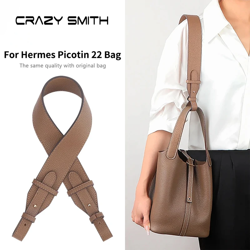 CRAZYSMITH Genuine Leather Shoulder Bag Strap for Hermes Picotin 22 Bag Soft Shoulder Straps Replacement Handbag Bag Accessories