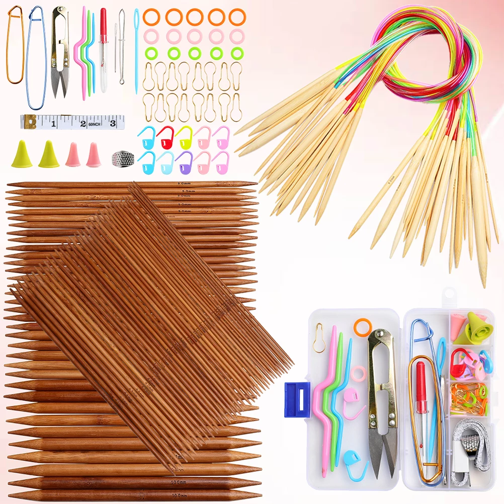

1 set 1 Set Bamboo Circular Set For Sweater Scarf Diy Ergonomic Handles Sturdy Lightweight Easy Carry Knitting Tools Accessories