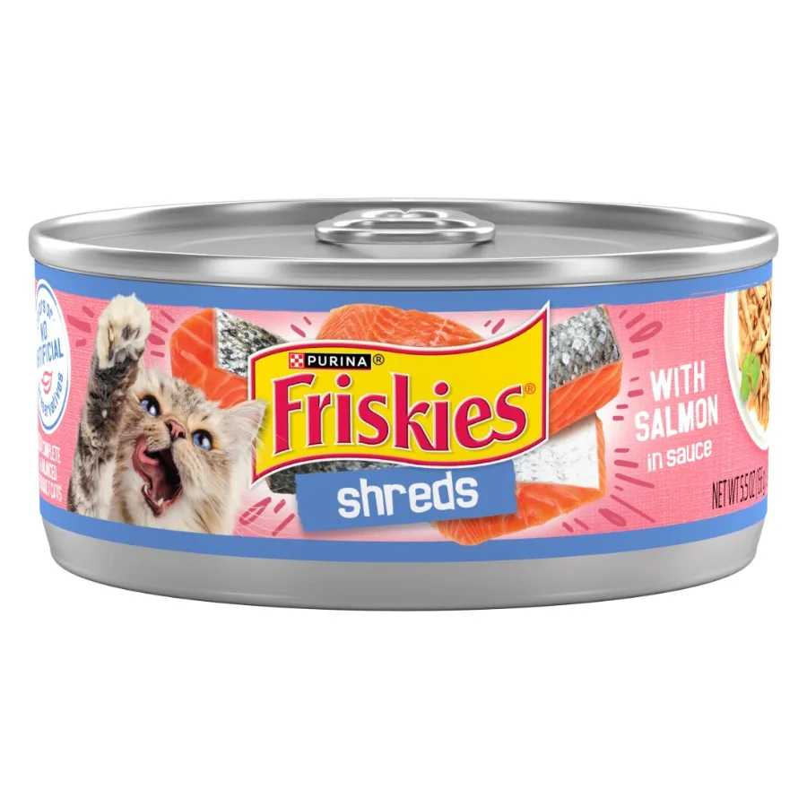 

Влажный корм для кошек Purina Shreds с лососем в соусе, 5,5 унций, банка, 24 шт., цвет лосося, высококачественный белок для кошек