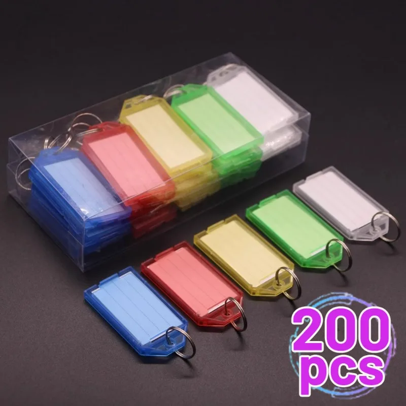 1/200 Plastic Key Tags Women Men Transparent Waterproof Marking Car Keychains Random Color Convenient Classification Keychains