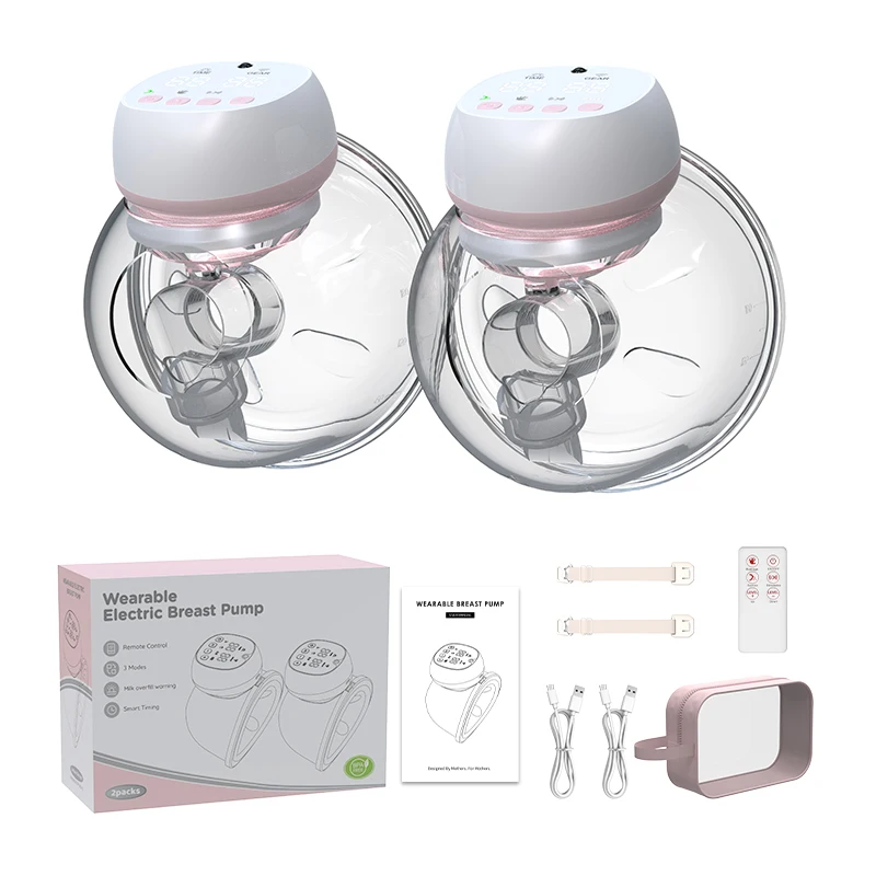 YM-805 portable electric double wearable breast pumps Multi levels adjustment hands-free 2 breast suction cups