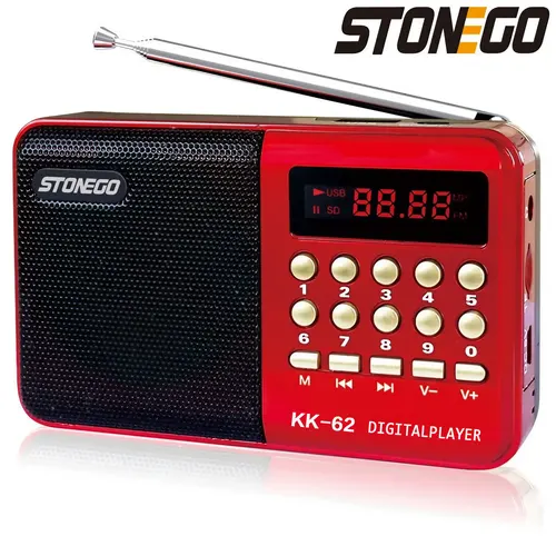Imagen 1 del producto STONEGO Mini Radio portátil de mano recargable Digital FM USB TF reproductor de MP3 Stonego altavoz dispositivos suministros