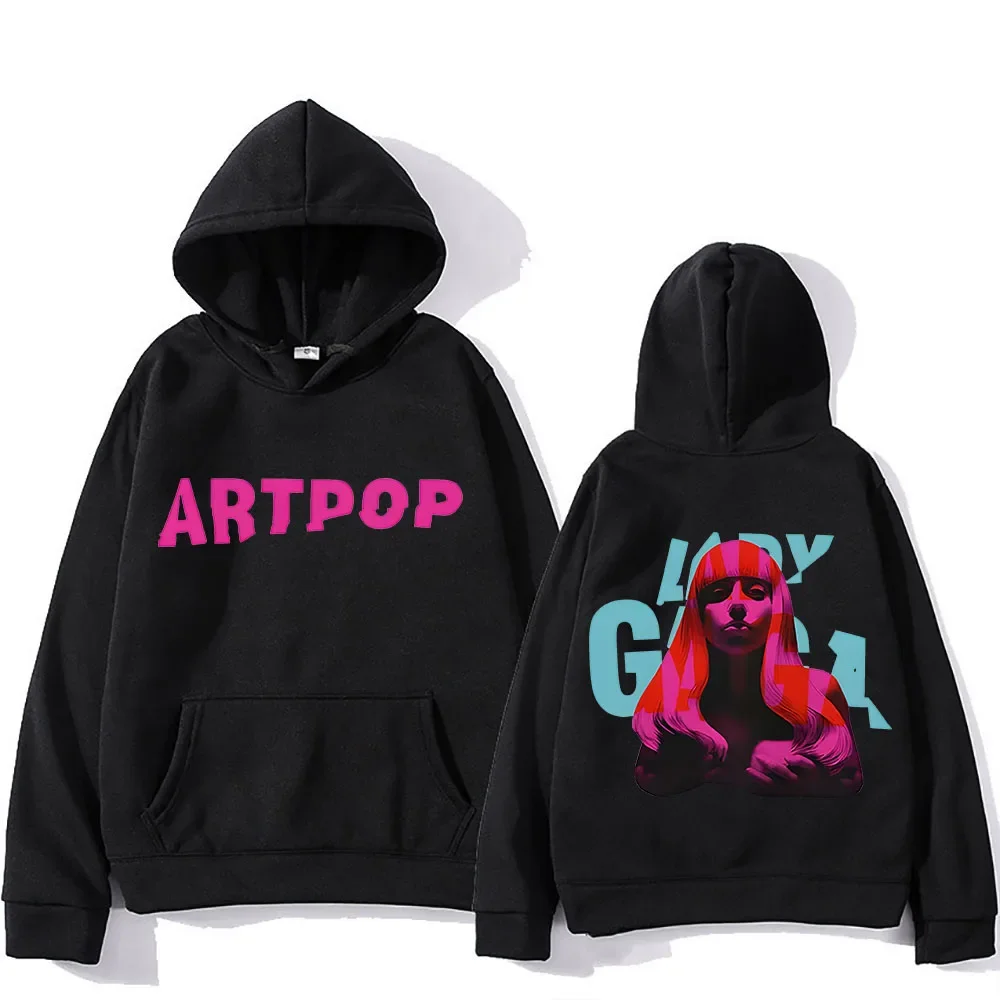 Lady Gaga with double-sided printed hoodie men's comfortable hooded sweatshirt Gothic hoodie Moletom Hip Hop sweatshirt