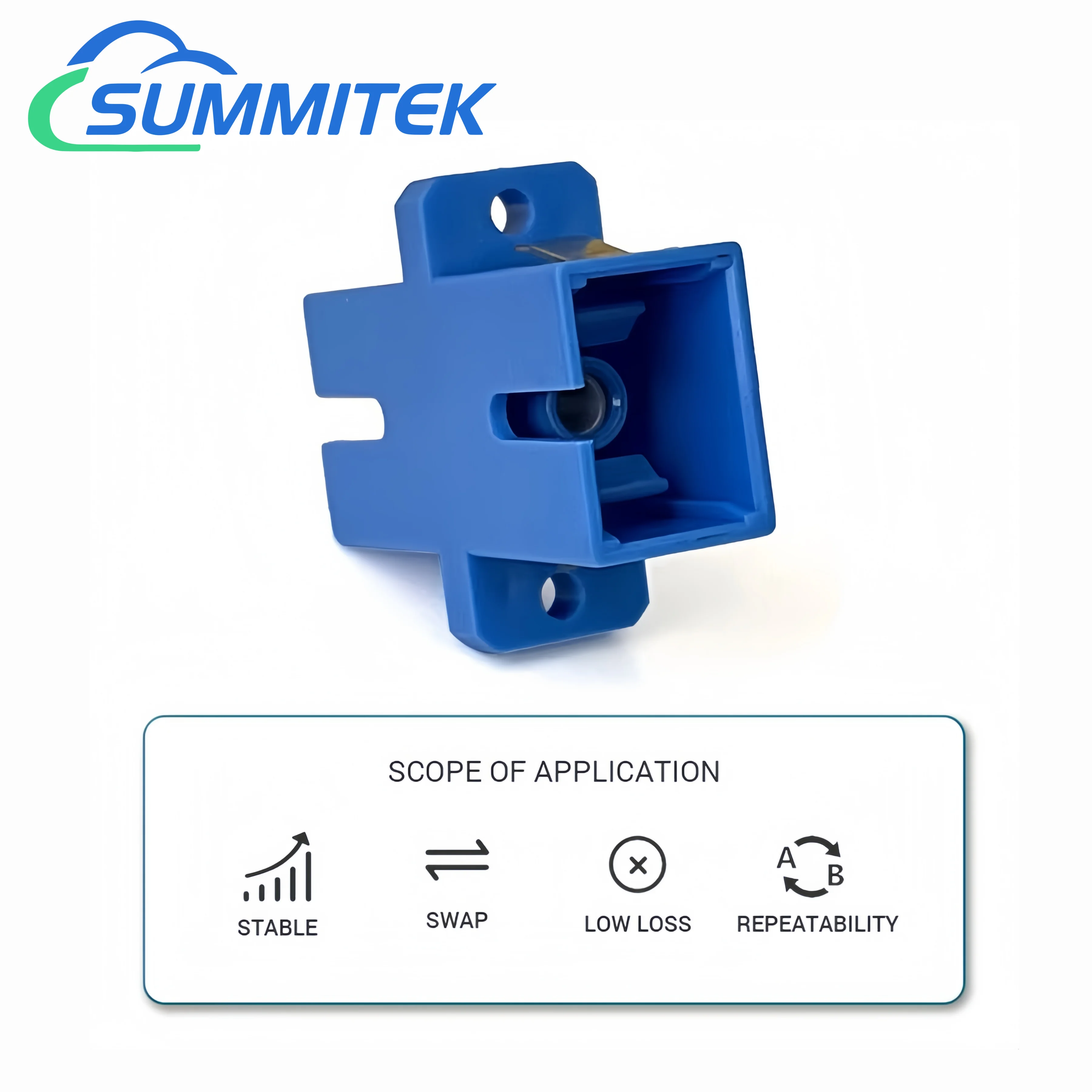 SUMMITEK 5pcs SC APC/UPC Single Mode Fiber Optic Connector Adapter Simplex Flange Head Coupler For Network LAN Connector