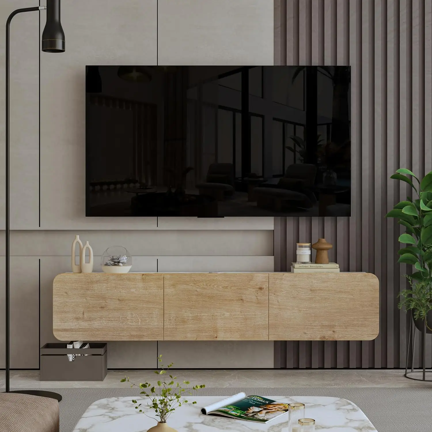 Wall Mounted Floating TV Stand Modern Media Console Entertainment Center for Living Room up to 80 Inch, Customized