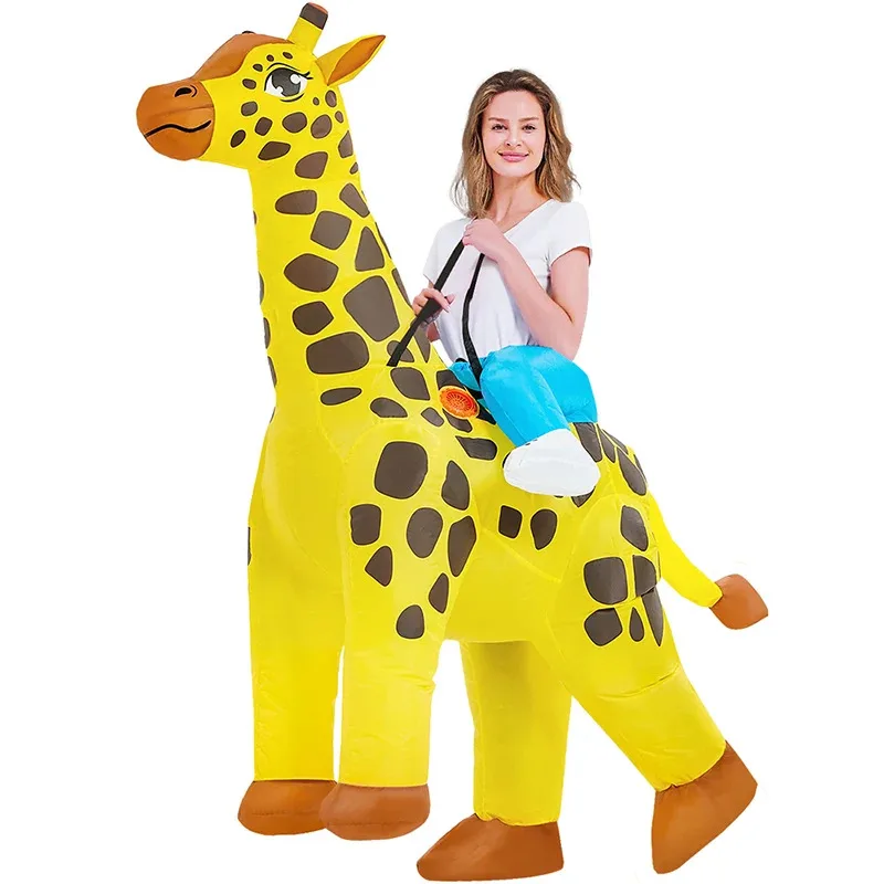 

New Giraffe riding Inflatable Siut for Adult Fancy Halloween Cosplay Party Dress mount Giraffe Air Blow Body Suit