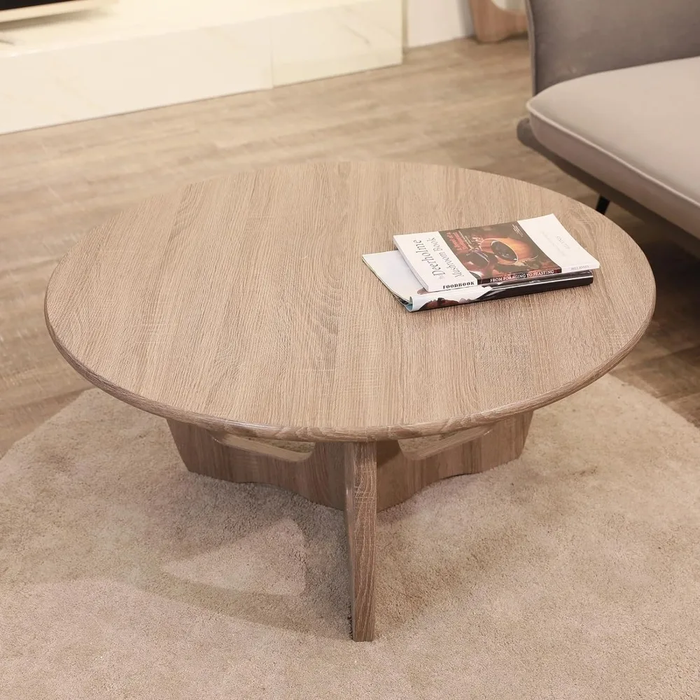 

Round Coffee Table, Curved Leg Home Decoration, Living Room Tables, 36 X 18 Inches, Wooden Coffee Table