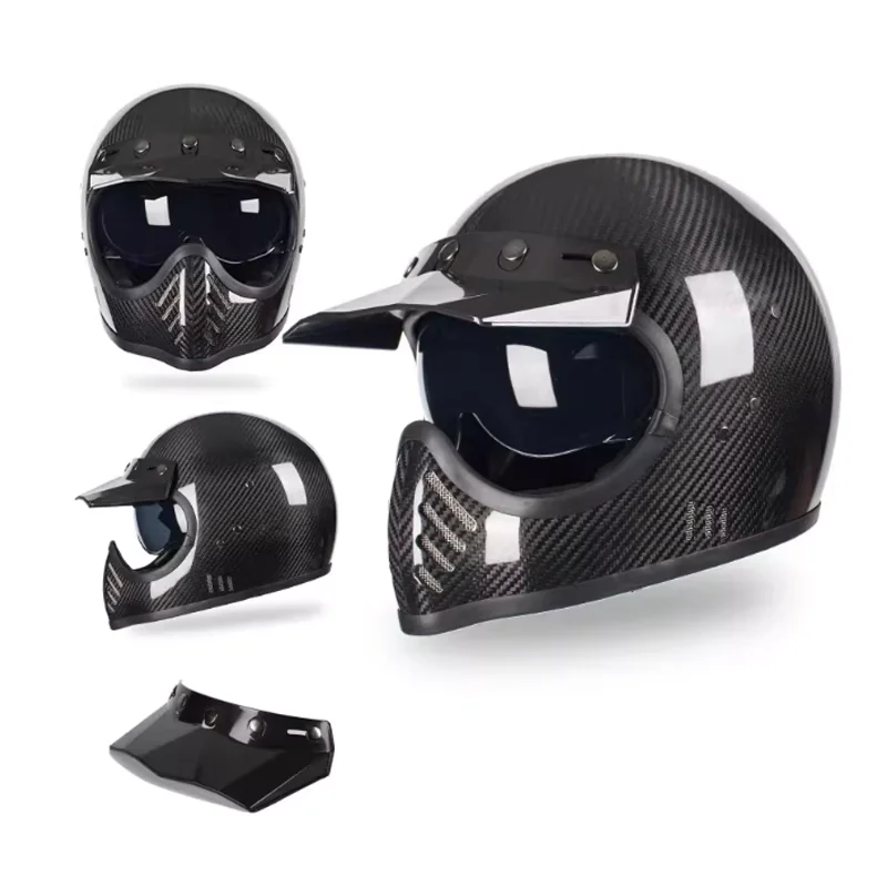 

All-Season Ventilated Carbon Fiber Full Face Motorcycle Helmet Multiple Intake Exhaust Vents Removable Liner DOT ECE Certified