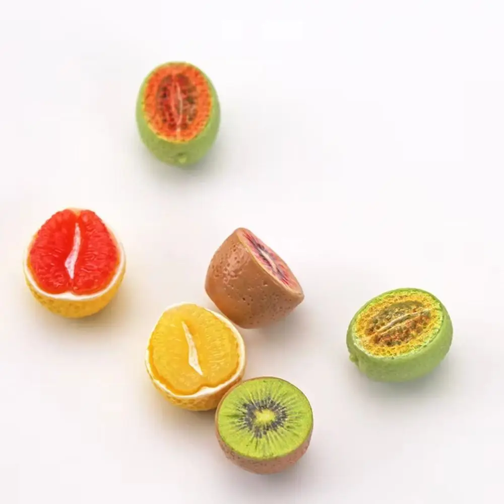 20PCS Resin Mini Fruit Models Half Cut Lightweight Fruit Half Cut Models Mini Size DIY Craft Kit Micro Food Keychain