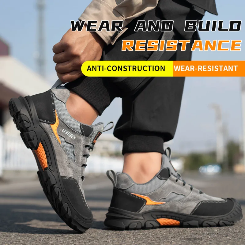 Cowhide Safety Protective Shoes Breathable Work Shoes Steel Toe Anti Smash Safety Boots Work Sneakers Indestructible Work Boots