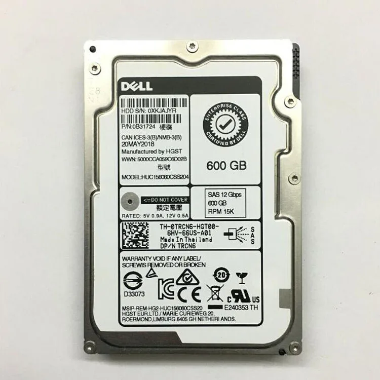 

New hight quality hdd 600GB capacity SAS 12Gbps RPM10K or 15k DELL server hard drive