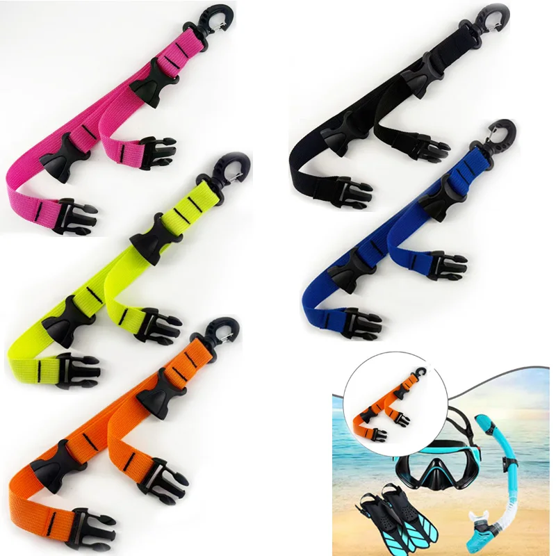 Scuba BC Fin Holder  Mask Clip Scuba Equipment Holder Strap with Quick Release Buckle and Swivel Clip