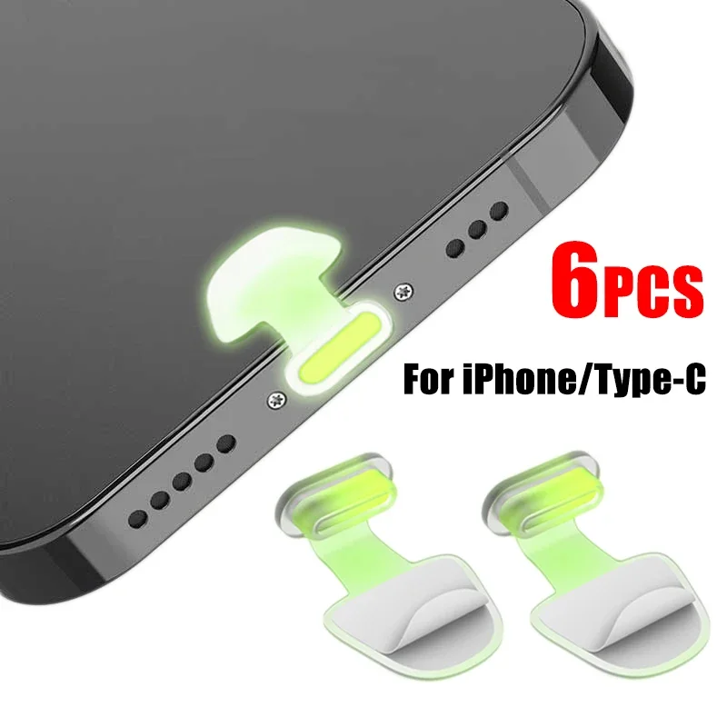 Luminous Anti-lost Dust Plug for Apple IPhone IOS Type-C Android Charging Port Protector USB TypeC Silicone Dustplugs Cover