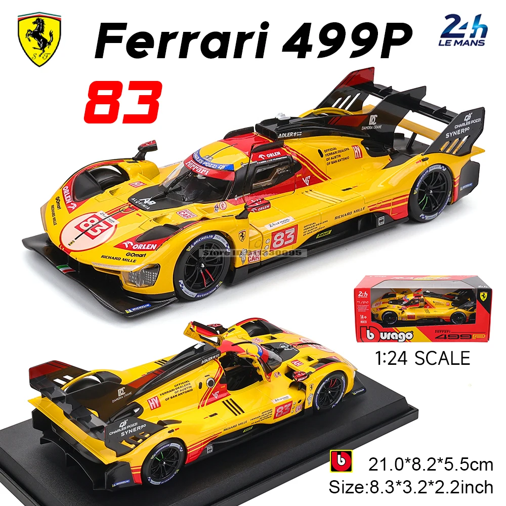 

Bburago 1:24 2024 Ferrari 499P FORMULA RACING 488 250GTO FXXK 458 Alloy Luxury Vehicle Diecast Cars Model Toy Collection Gift