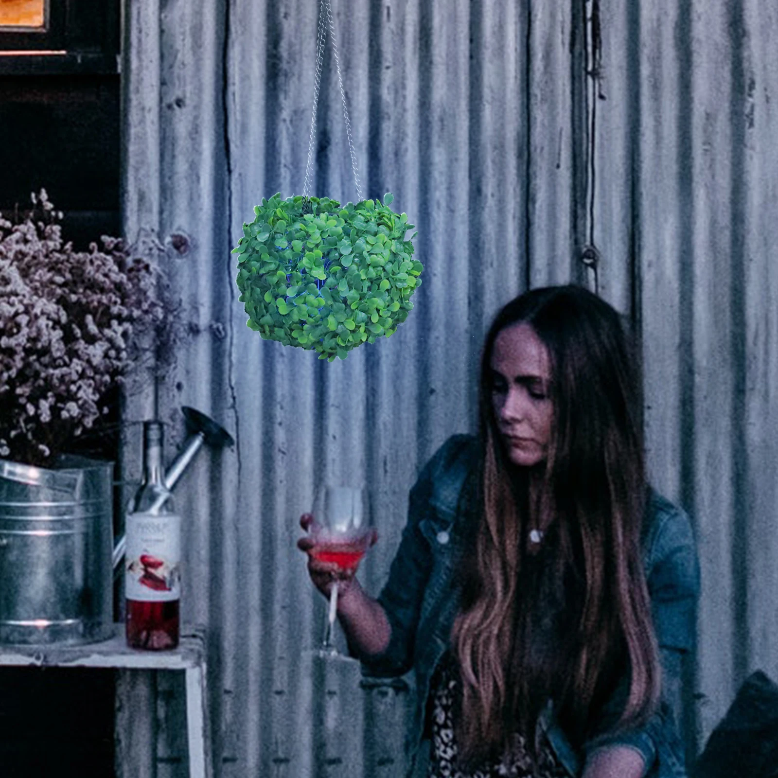 

Colorful Lantern Balls Solar Topiary LED Light Outdoor Hanging Garden Decorative Patio Party Seven Colors Durable Plastic Green