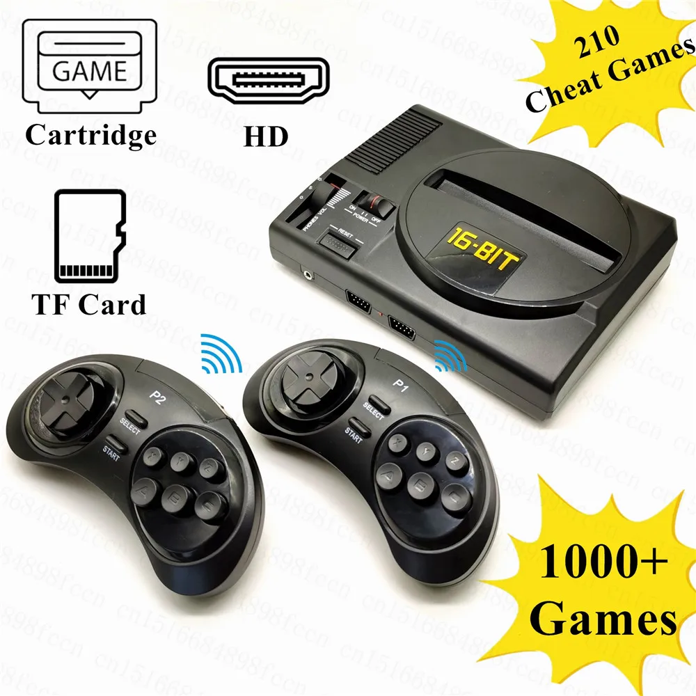 NEW C-61 Wireless HD Retro TV Video Game Console For Genesis For MegaDrive 16 Bit Games Support TF Card 500 games &Cartridge