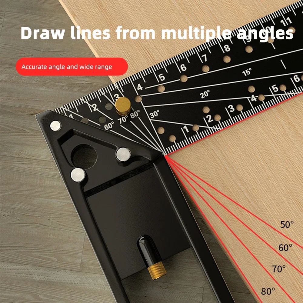 Multifunctional Right Angle Ruler 45/90 Degree Hole Angle Ruler Industrial Grade Positioning Marking Woodworking Drawing Ruler