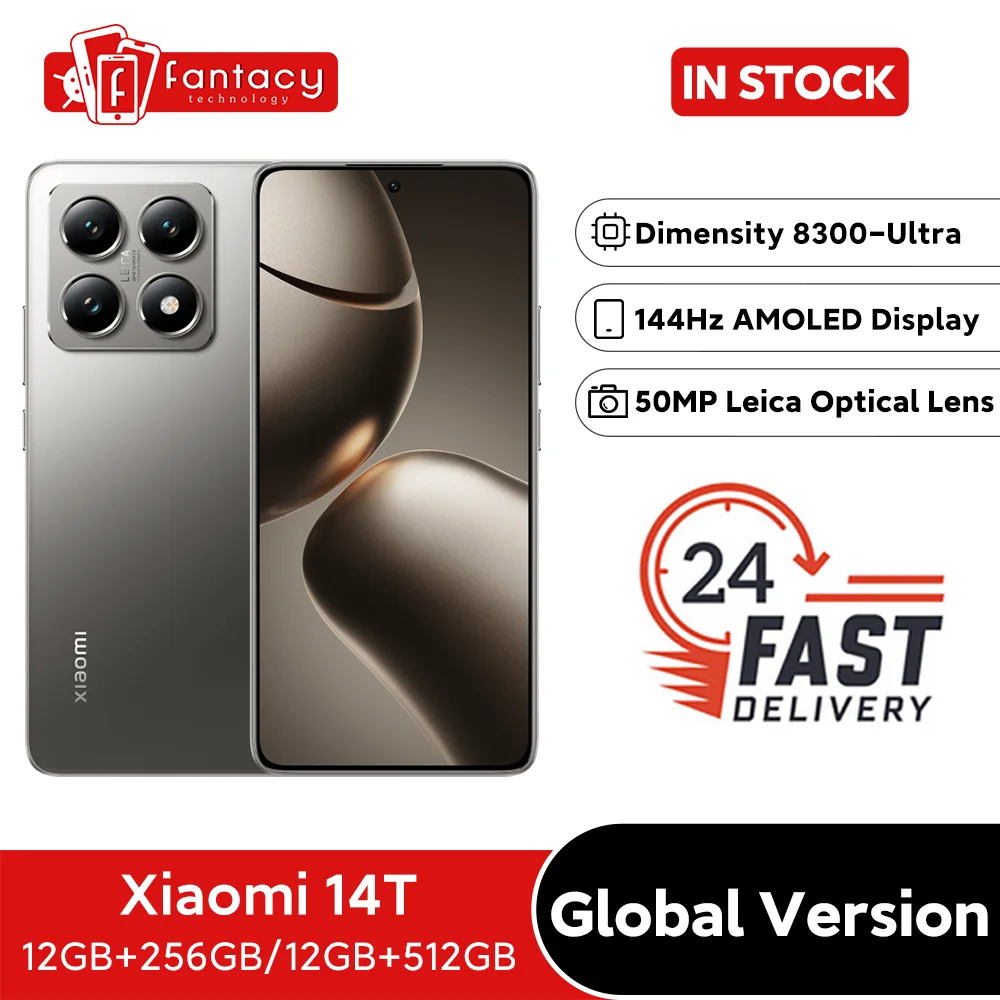 Global Version Xiaomi 14T 5G 256GB 512GB MTK Dimensity 8300-Ultra 144Hz AMOLED Display 50MP Leica Camera 67W HyperCharge 5000mAh